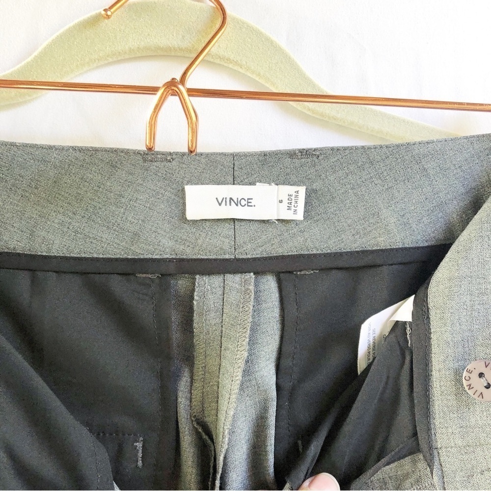 VINCE | SIDE STRAPPING PANTS IN HEATHER GRAY WOOL SIZE 6 - Picture 8 of 12
